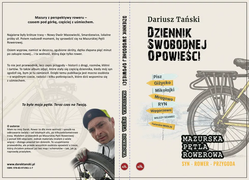 Okładka książki Dziennik Swobodnej Opowieści Mazurska Pętla Rowerowa z grzbietem i tyłem