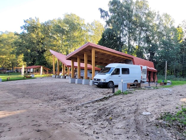 Miejsce Obsługi Rowerzystów Trygort na Mazurach – MOR na trasie Mazurskiej Pętli Rowerowej w trakcie budowy