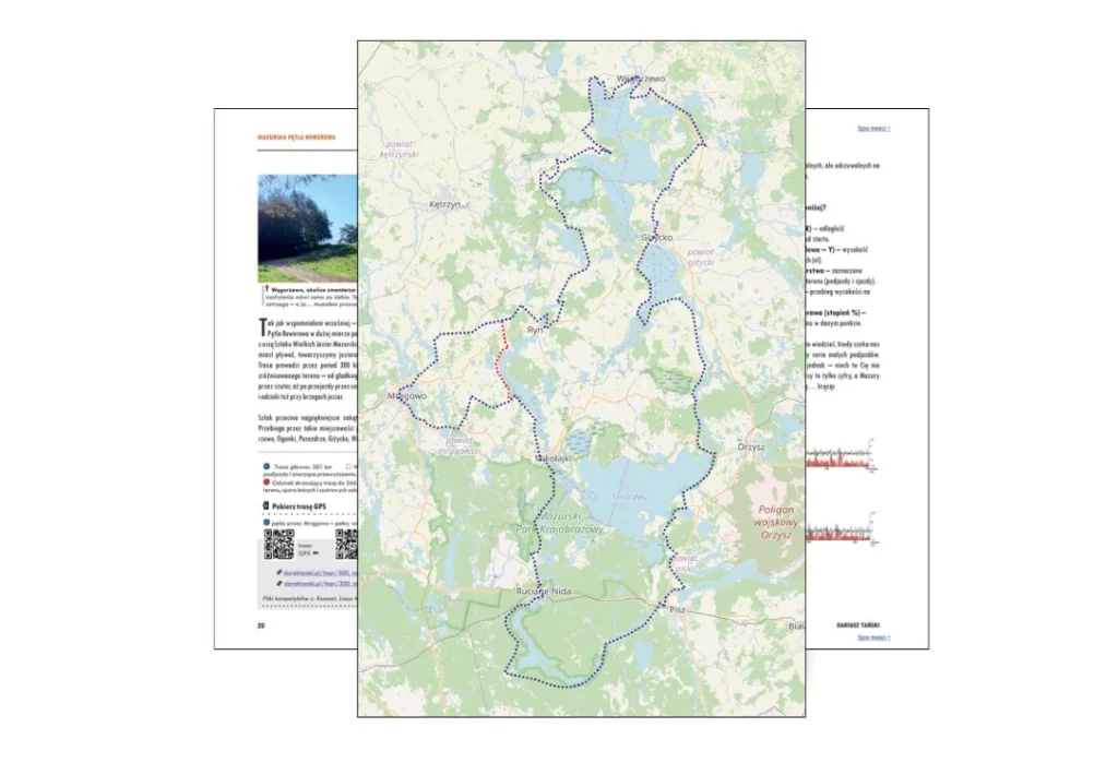 Mapa Mazurskiej Pętli Rowerowej.