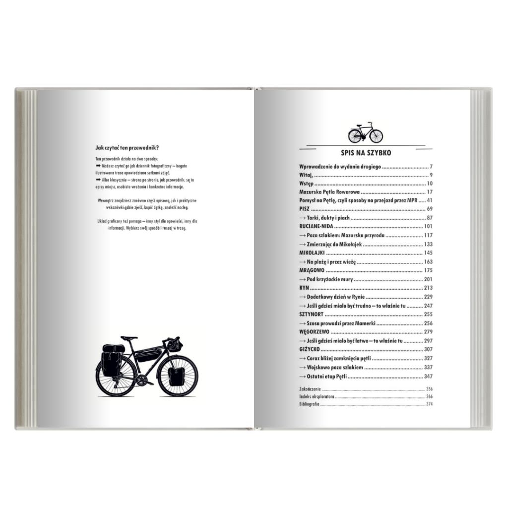 Przewodnik „Mazurska Pętla Rowerowa – Szlak inspiracji i przygody” – spis treści i układ książki